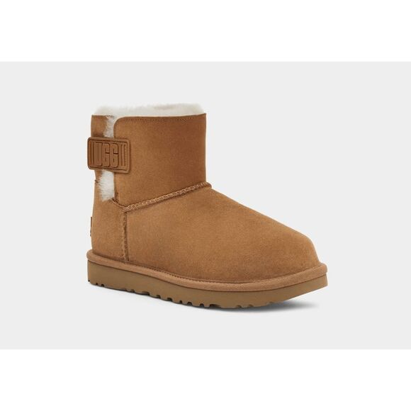 UGG Women's Mini Bailey Logo Strap Booties - Chestnut 8M - Picture 2 of 8